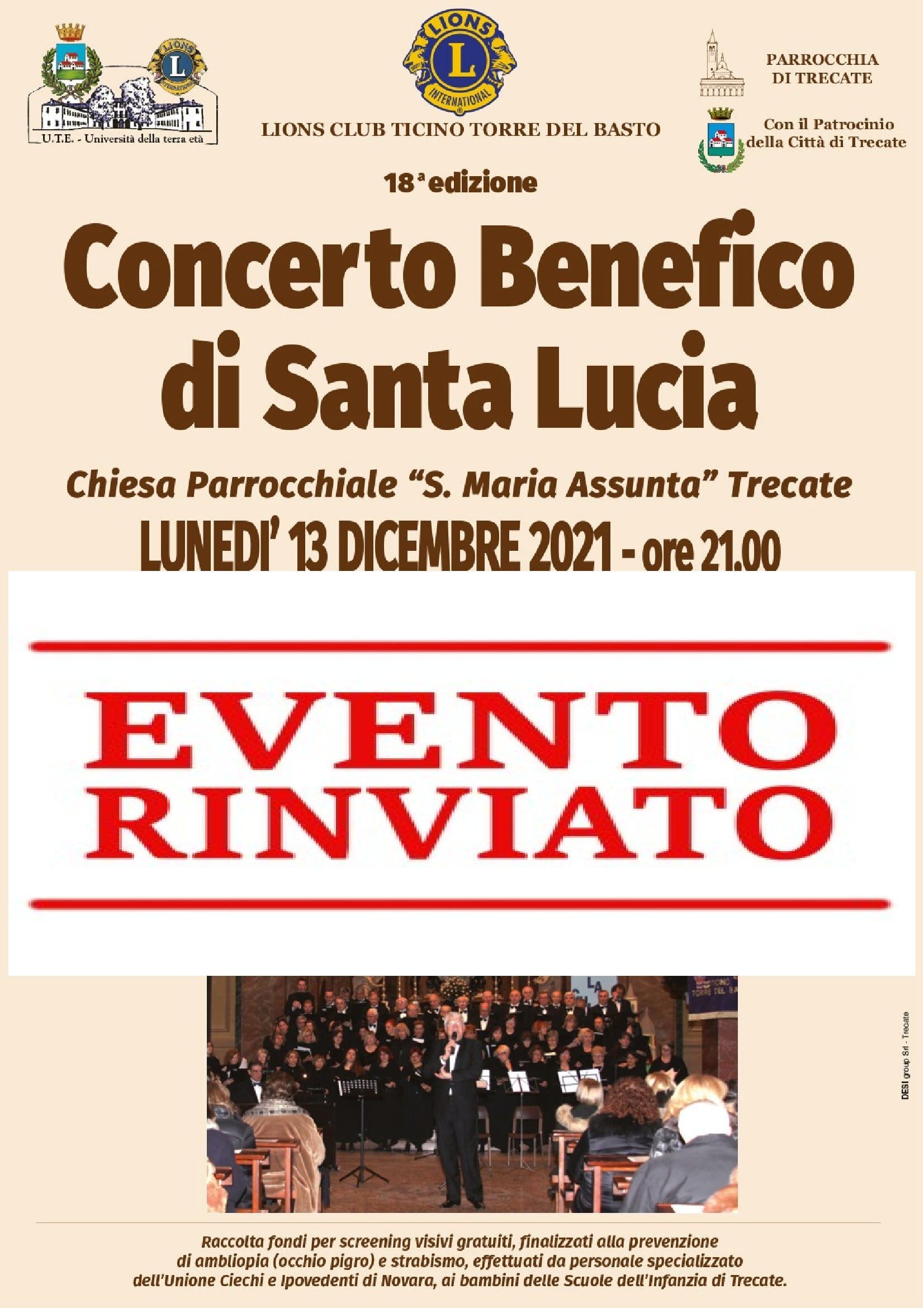 CONCERTO SANTA LUCIA RINVIATO