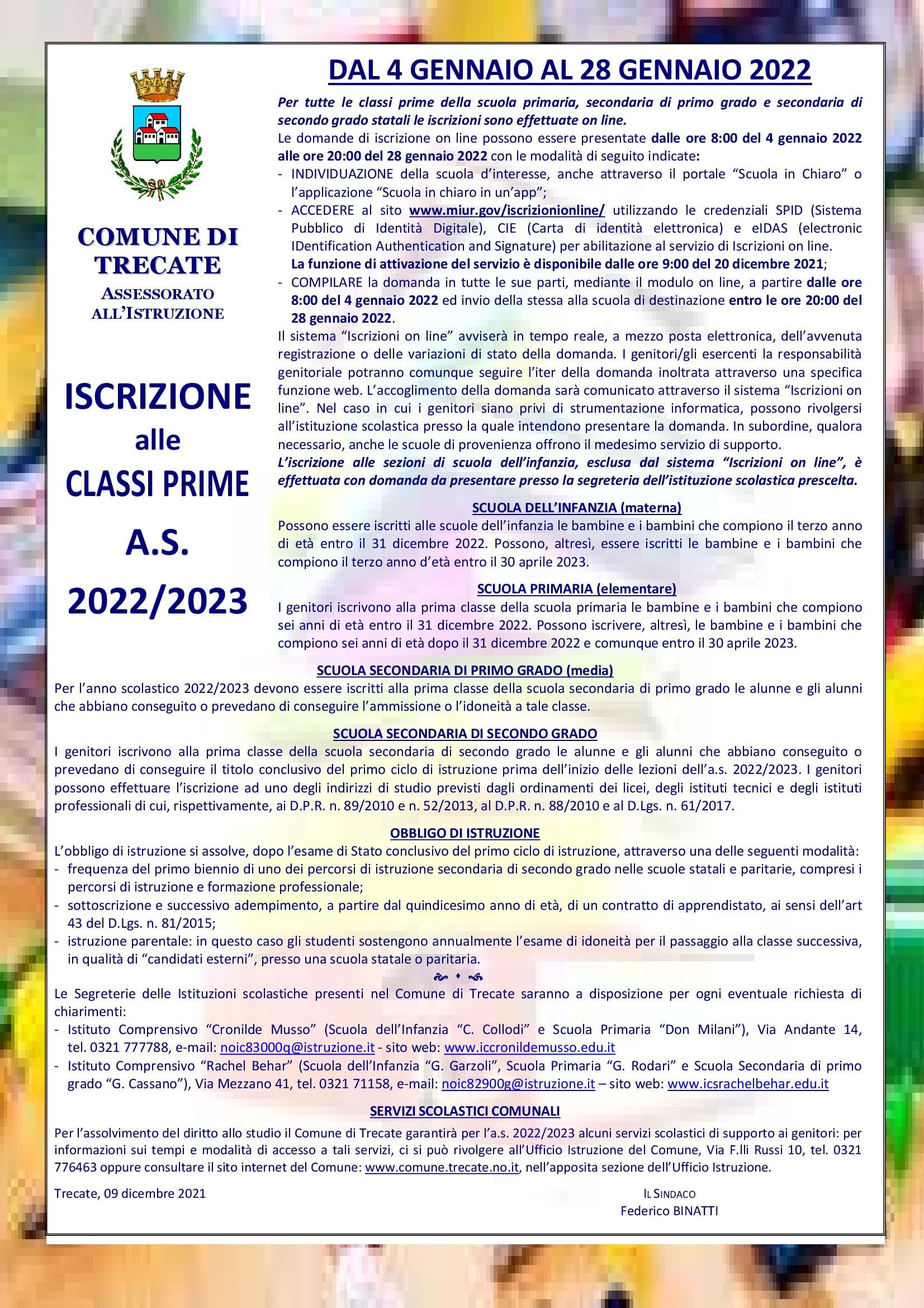 IscrizioniClassiPrime as2022 23 Locandina