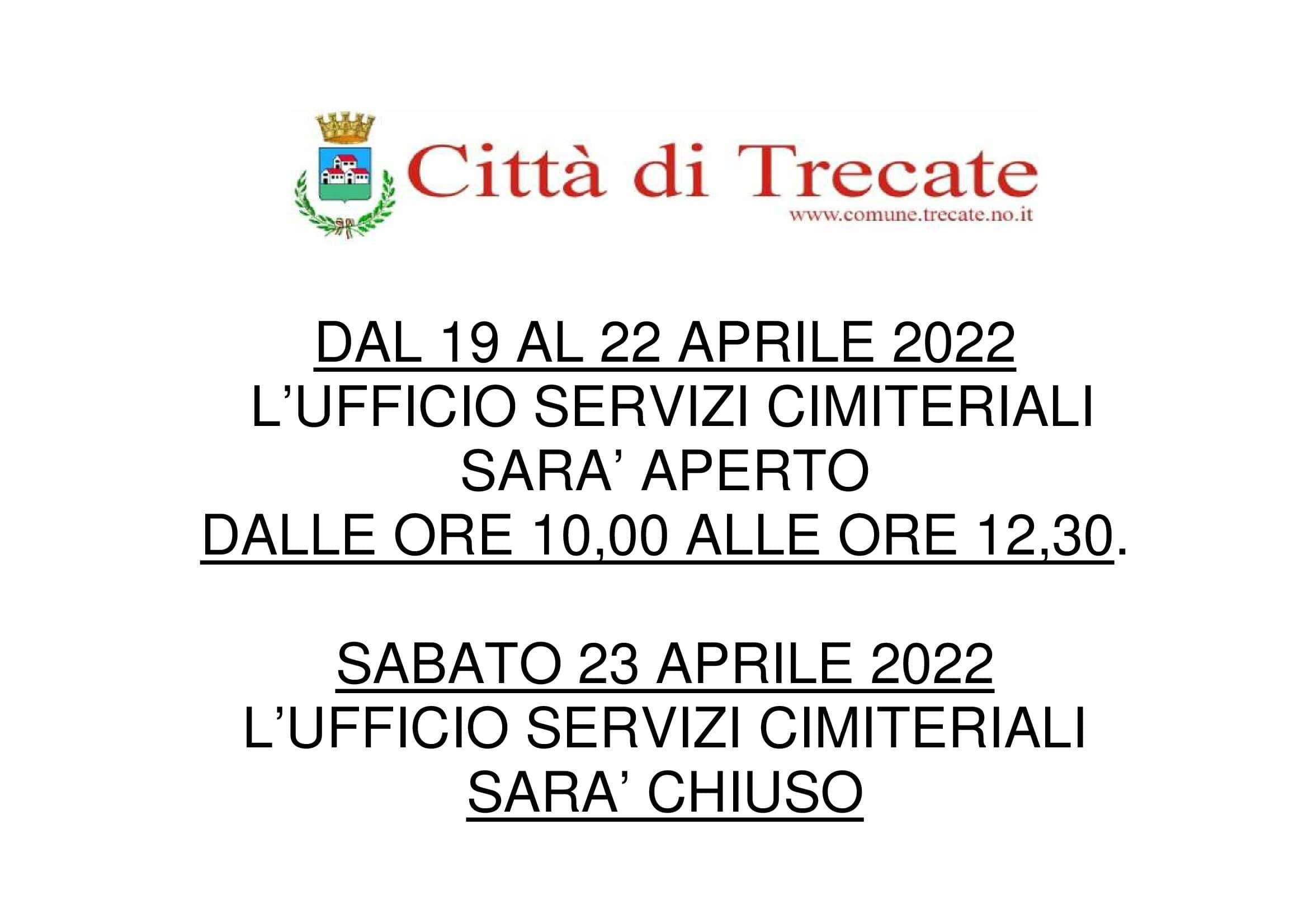 ORARIO UFFICIO CIMITERO