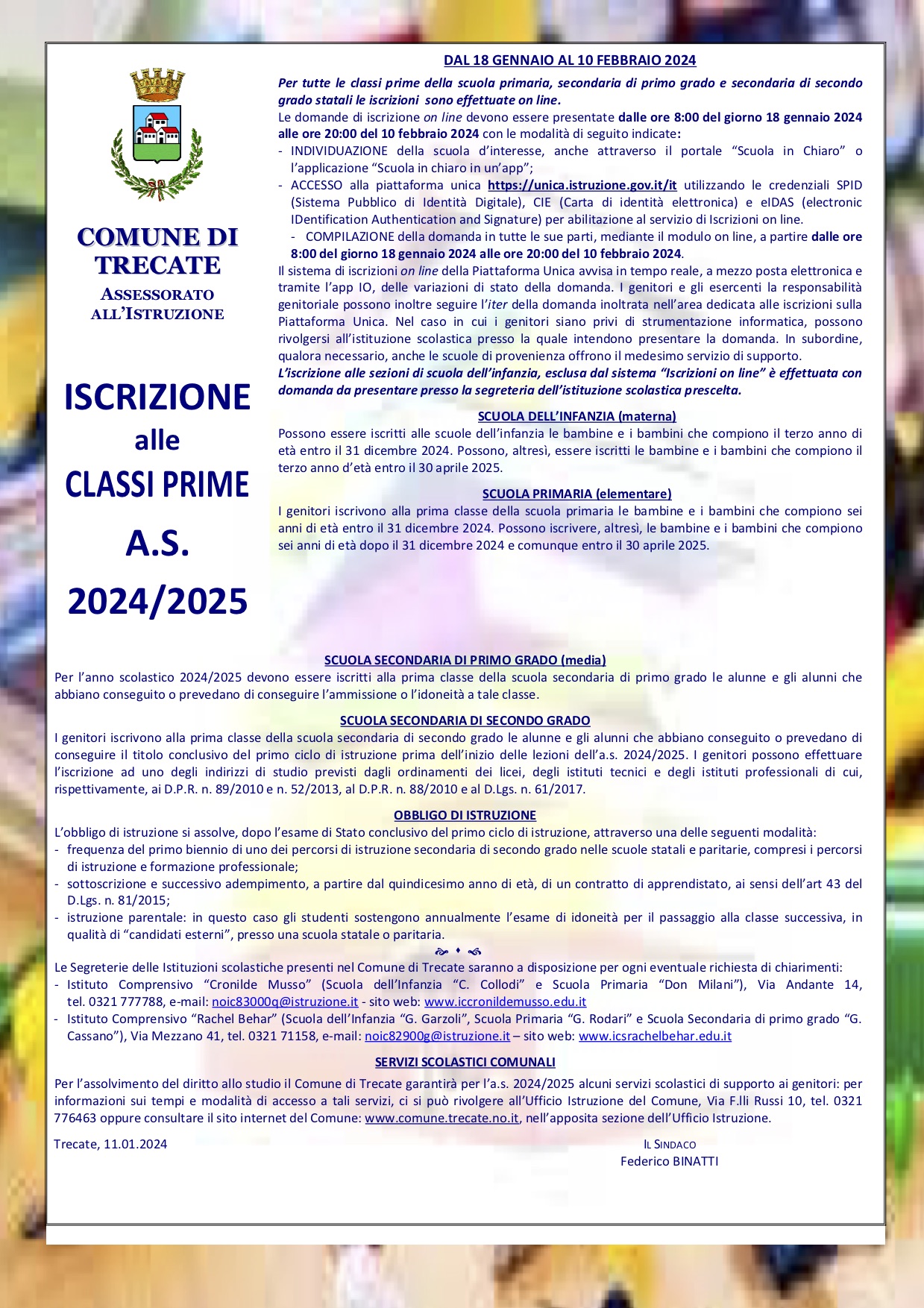 IscrizioniClassiPrime as2024 25 Locandina