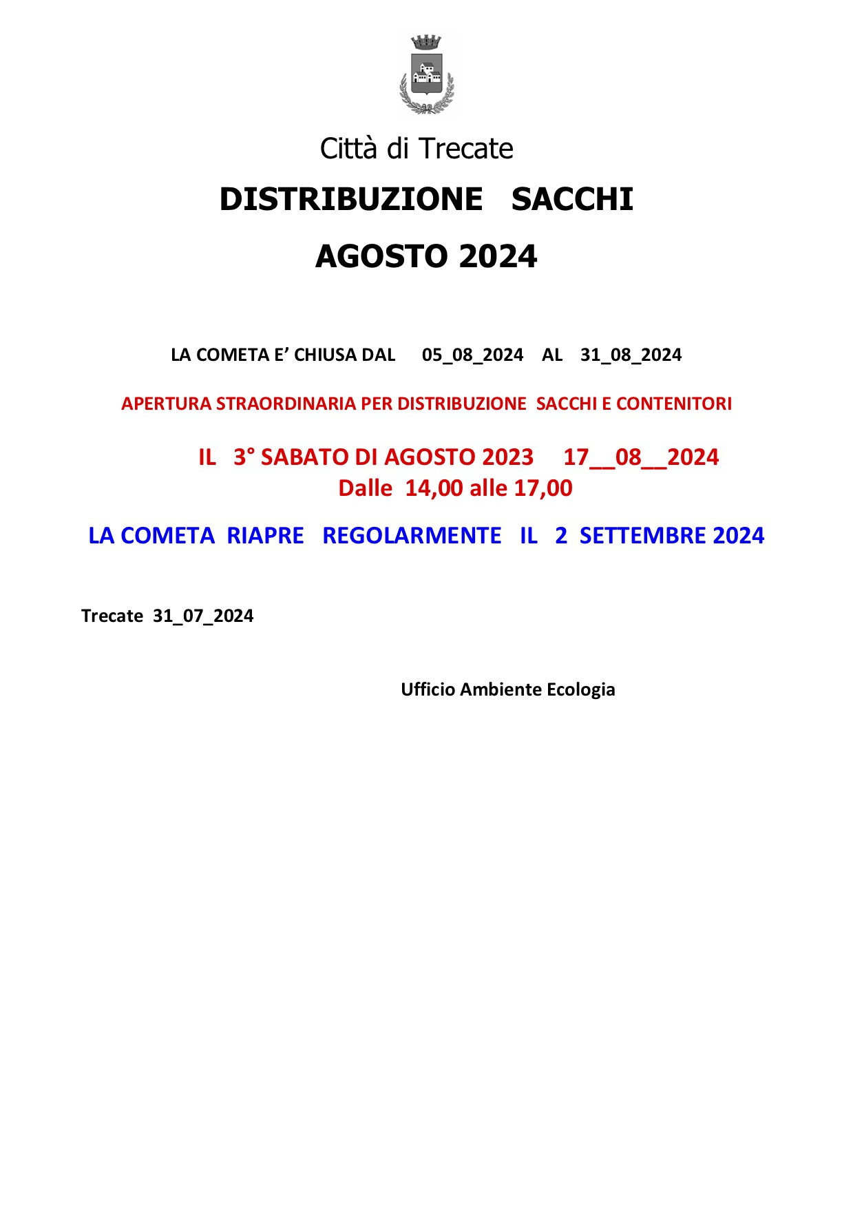 distribuzione sacchi